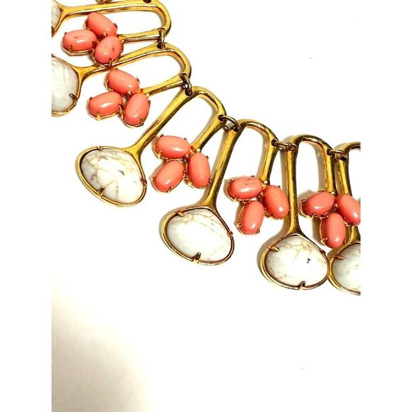 Lele Sadoughi Stone Feathered Fan Collar Necklace - Picture 3 of 4